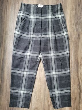 Aritzia Wilfred Wool Cashmere Blend 7/8th Plaid Dress Pants